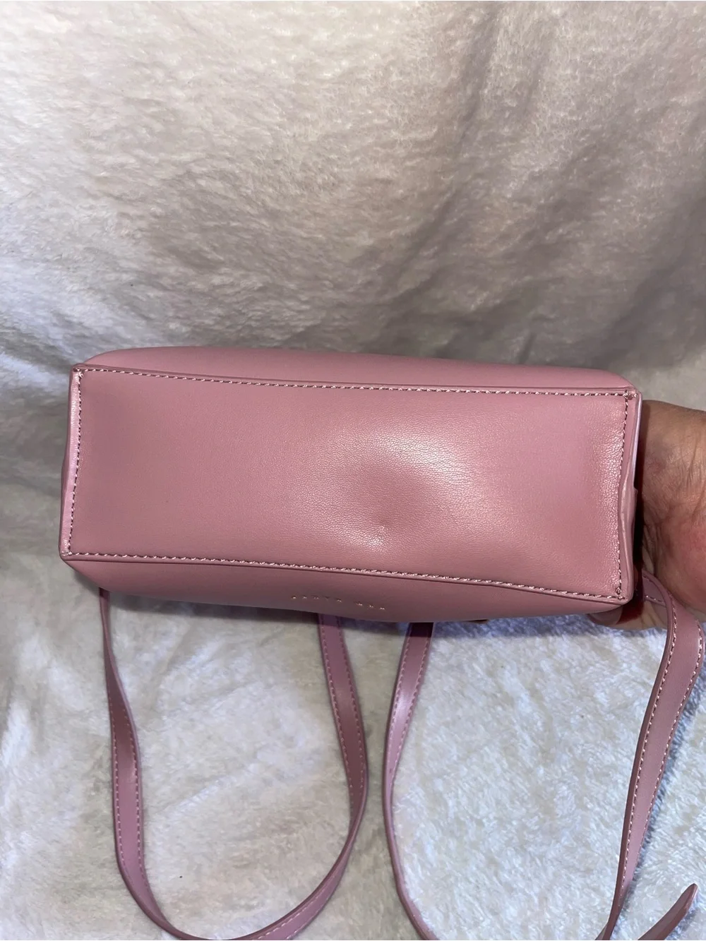 Ted Baker Blush Pink Leather Flower Hand or Shoulder Bag EUC